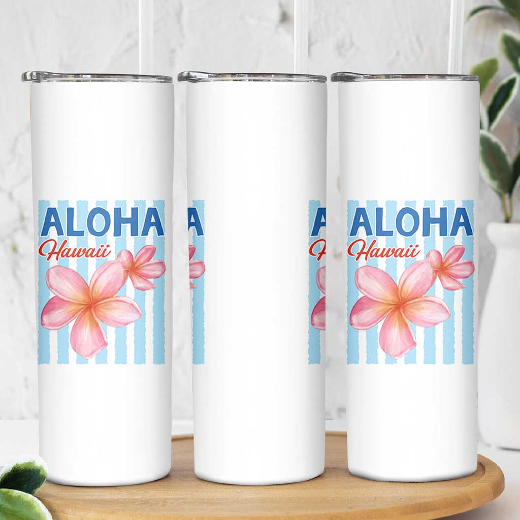 Aloha Hawaii Skinny Tumbler Hibiscus Flower Tropical Beach Vacation
