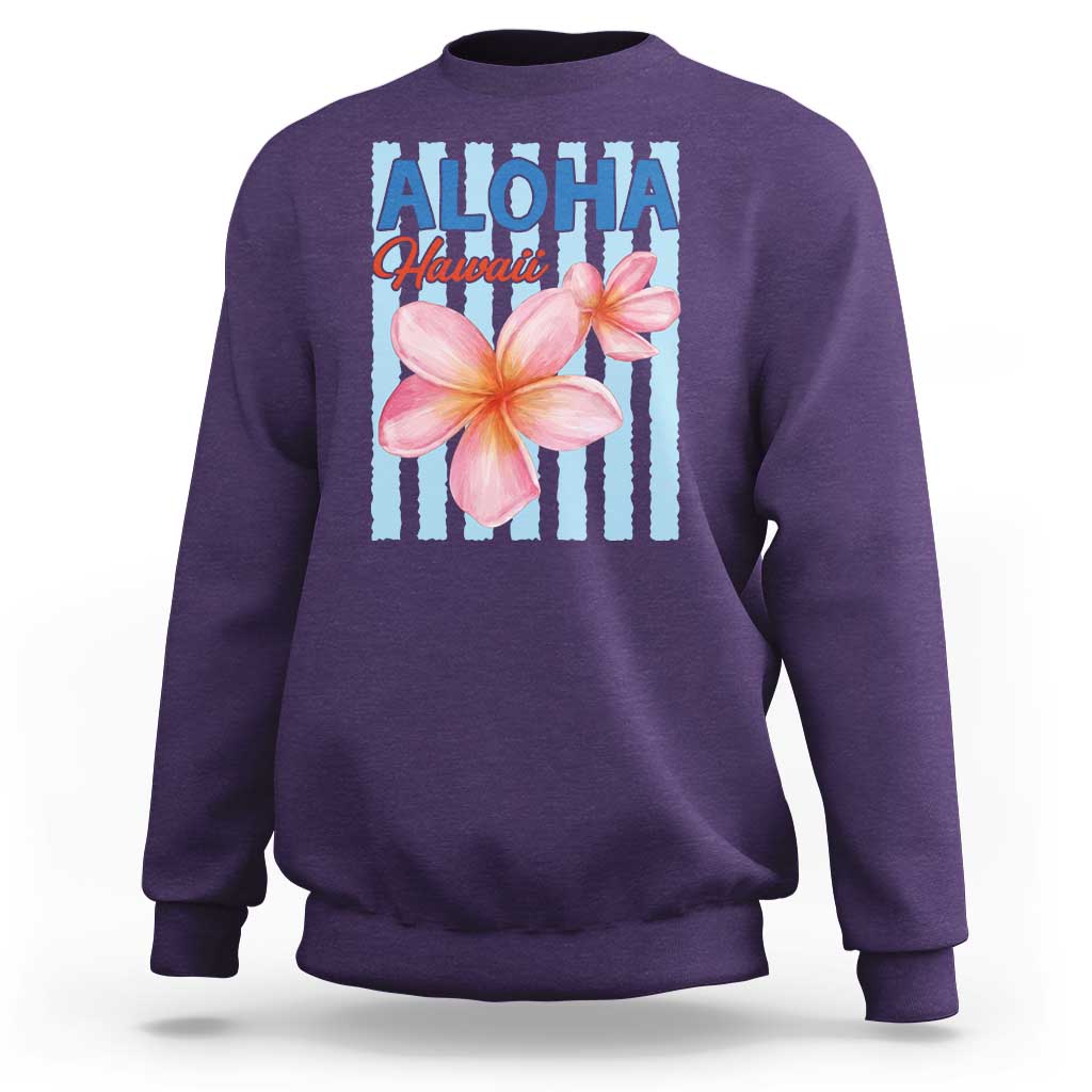 Aloha Hawaii Sweatshirt Hibiscus Flower Tropical Beach Vacation