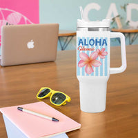 Aloha Hawaii Tumbler With Handle Hibiscus Flower Tropical Beach Vacation
