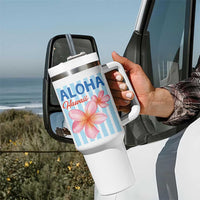 Aloha Hawaii Tumbler With Handle Hibiscus Flower Tropical Beach Vacation