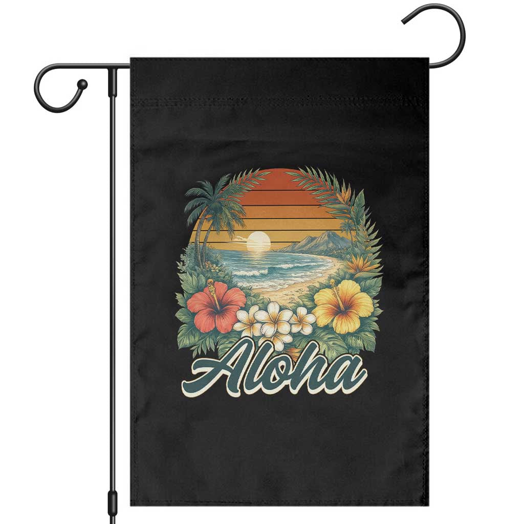 Aloha Hawaii Summer Garden Flag Vintage Tropical Beach Graphic
