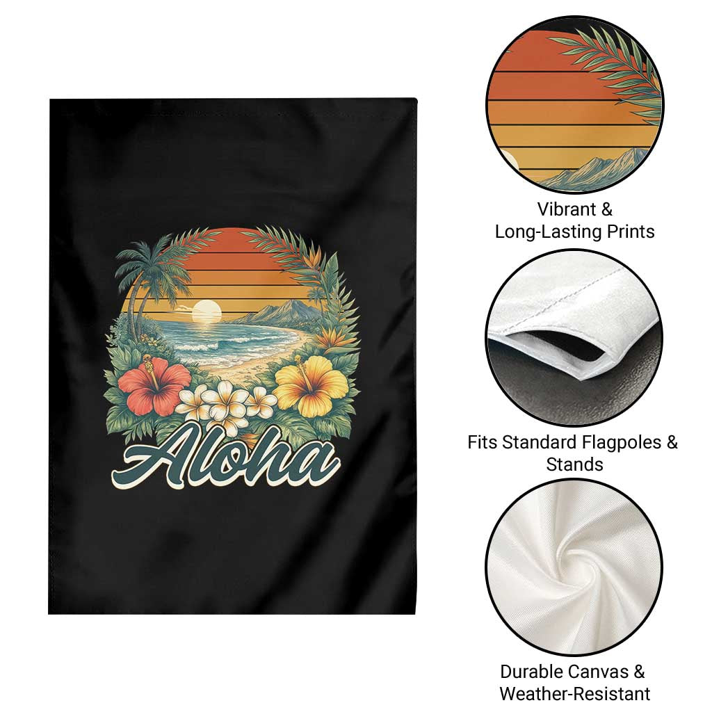 Aloha Hawaii Summer Garden Flag Vintage Tropical Beach Graphic