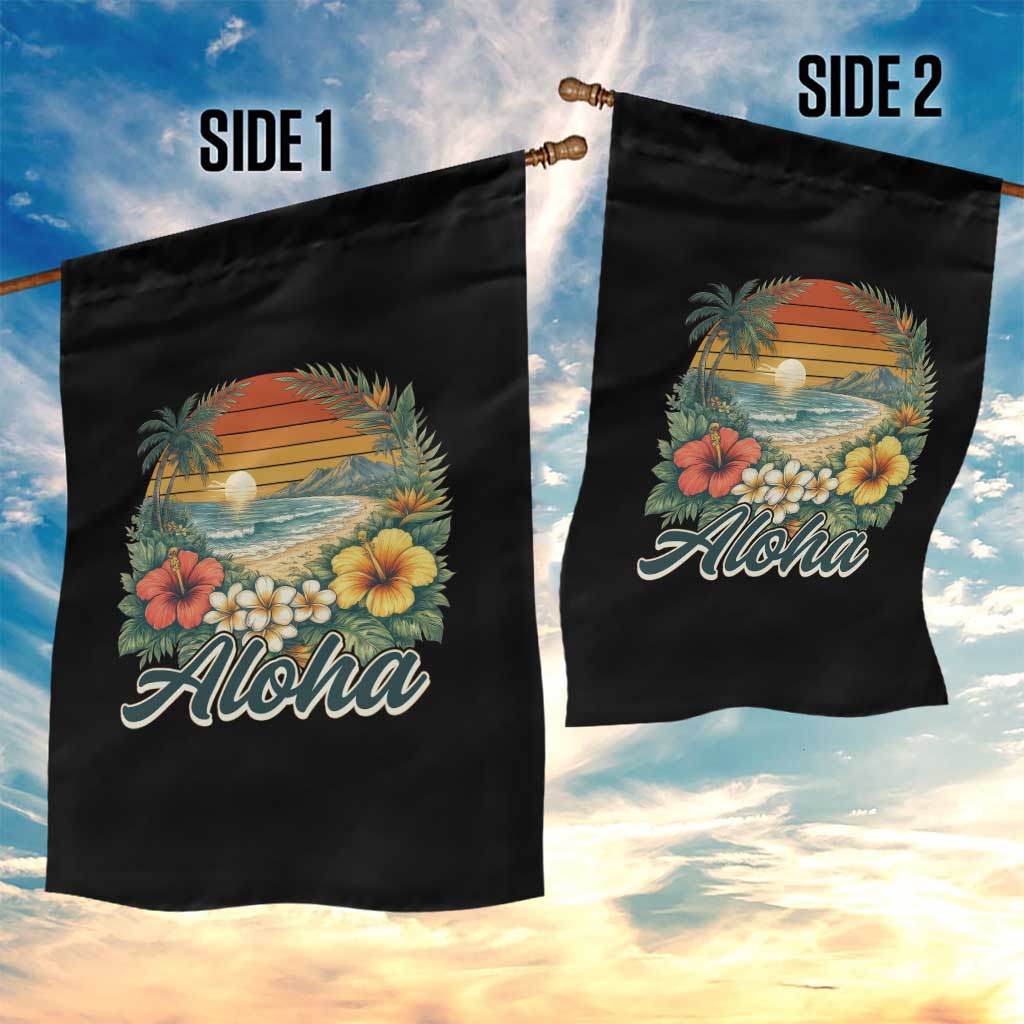 Aloha Hawaii Summer Garden Flag Vintage Tropical Beach Graphic