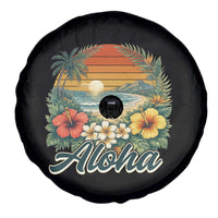 Aloha Hawaii Summer Spare Tire Cover Vintage Tropical Beach Graphic