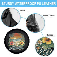 Aloha Hawaii Summer Spare Tire Cover Vintage Tropical Beach Graphic