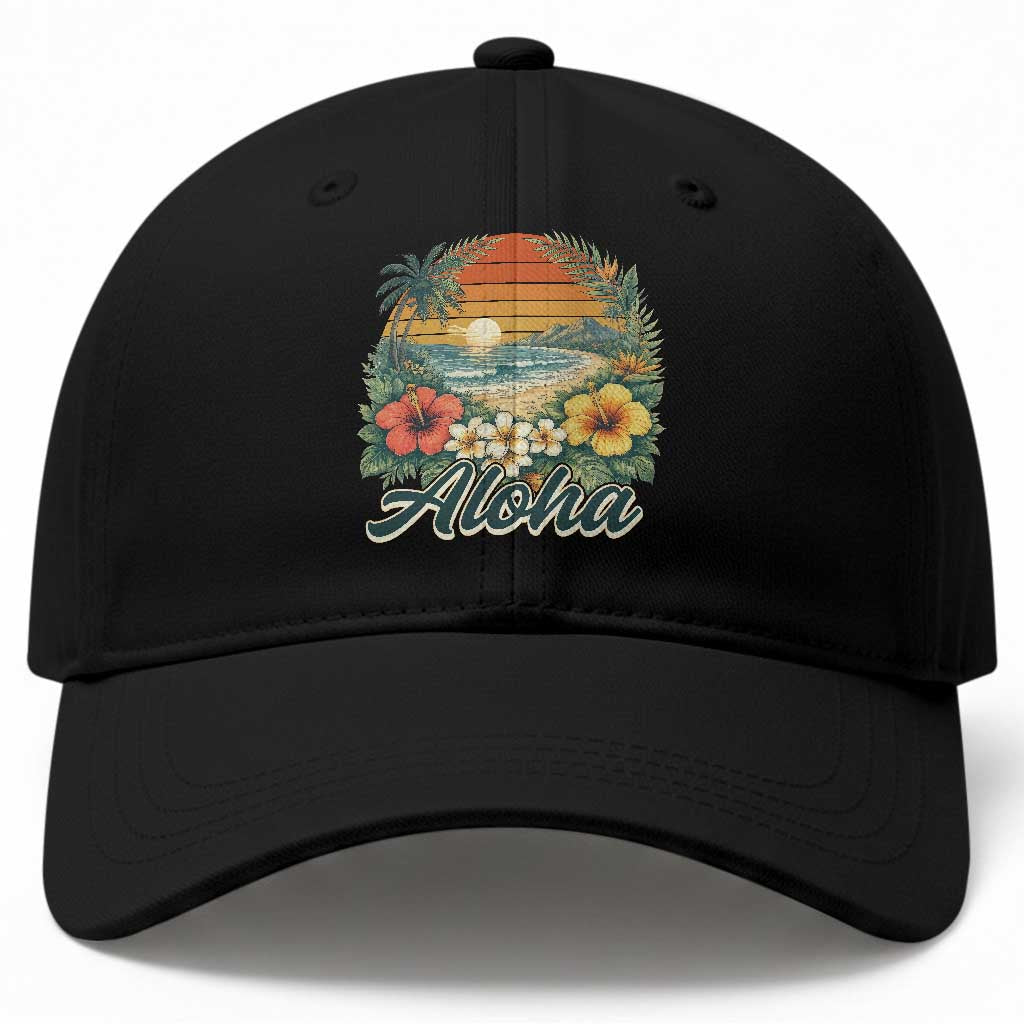 Aloha Hawaii Summer Baseball Cap Vintage Tropical Beach Graphic