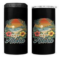 Aloha Hawaii Summer 4 in 1 Can Cooler Tumbler Vintage Tropical Beach Graphic