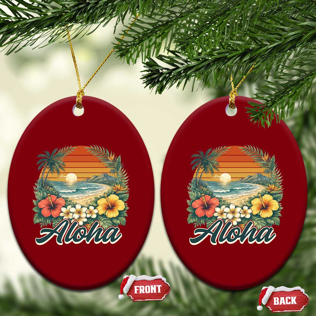 Aloha Hawaii Summer Ceramic Ornament Vintage Tropical Beach Graphic