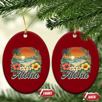 Aloha Hawaii Summer Ceramic Ornament Vintage Tropical Beach Graphic