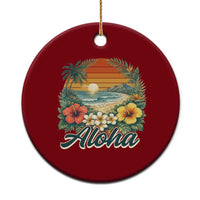 Aloha Hawaii Summer Ceramic Ornament Vintage Tropical Beach Graphic
