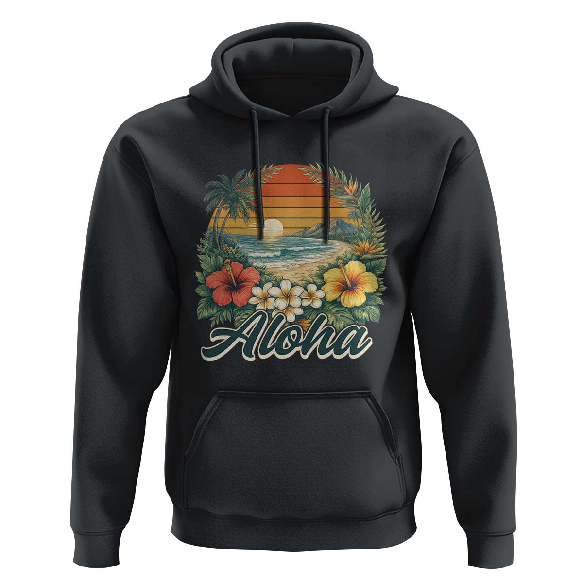 Aloha Hawaii Summer Hoodie Vintage Tropical Beach Graphic