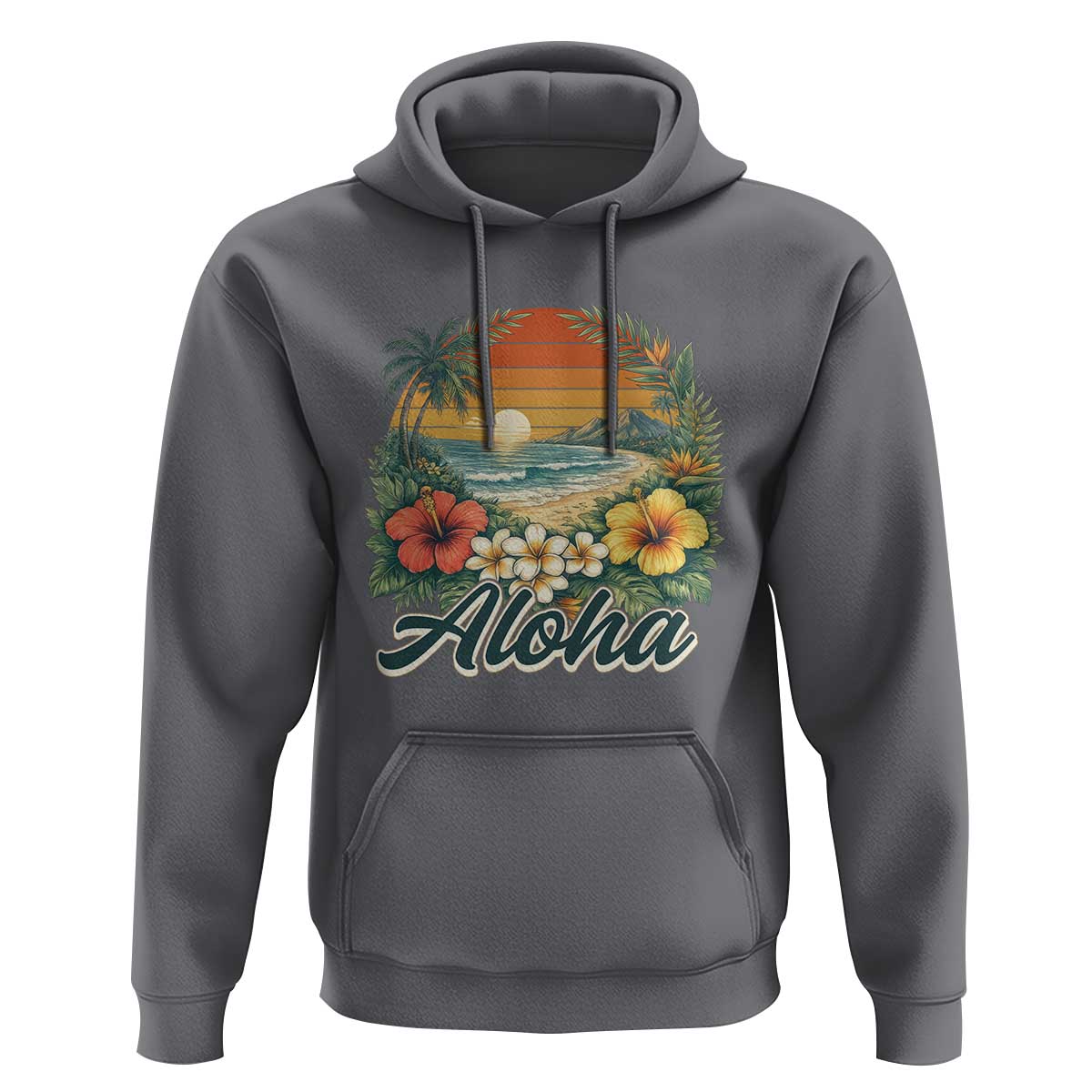 Aloha Hawaii Summer Hoodie Vintage Tropical Beach Graphic