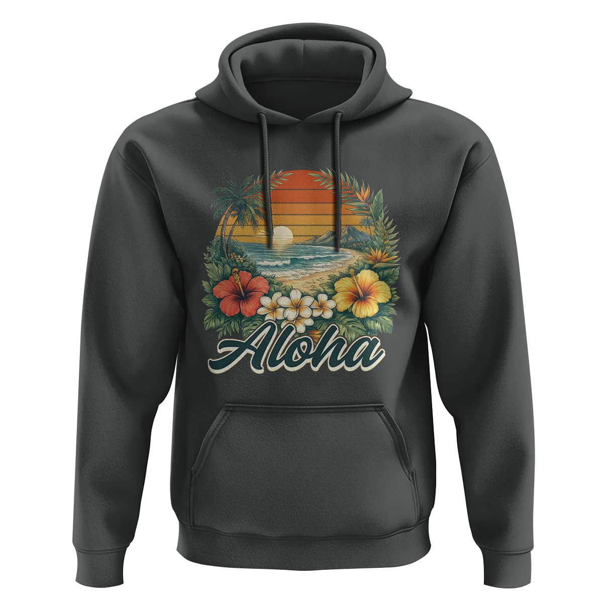 Aloha Hawaii Summer Hoodie Vintage Tropical Beach Graphic