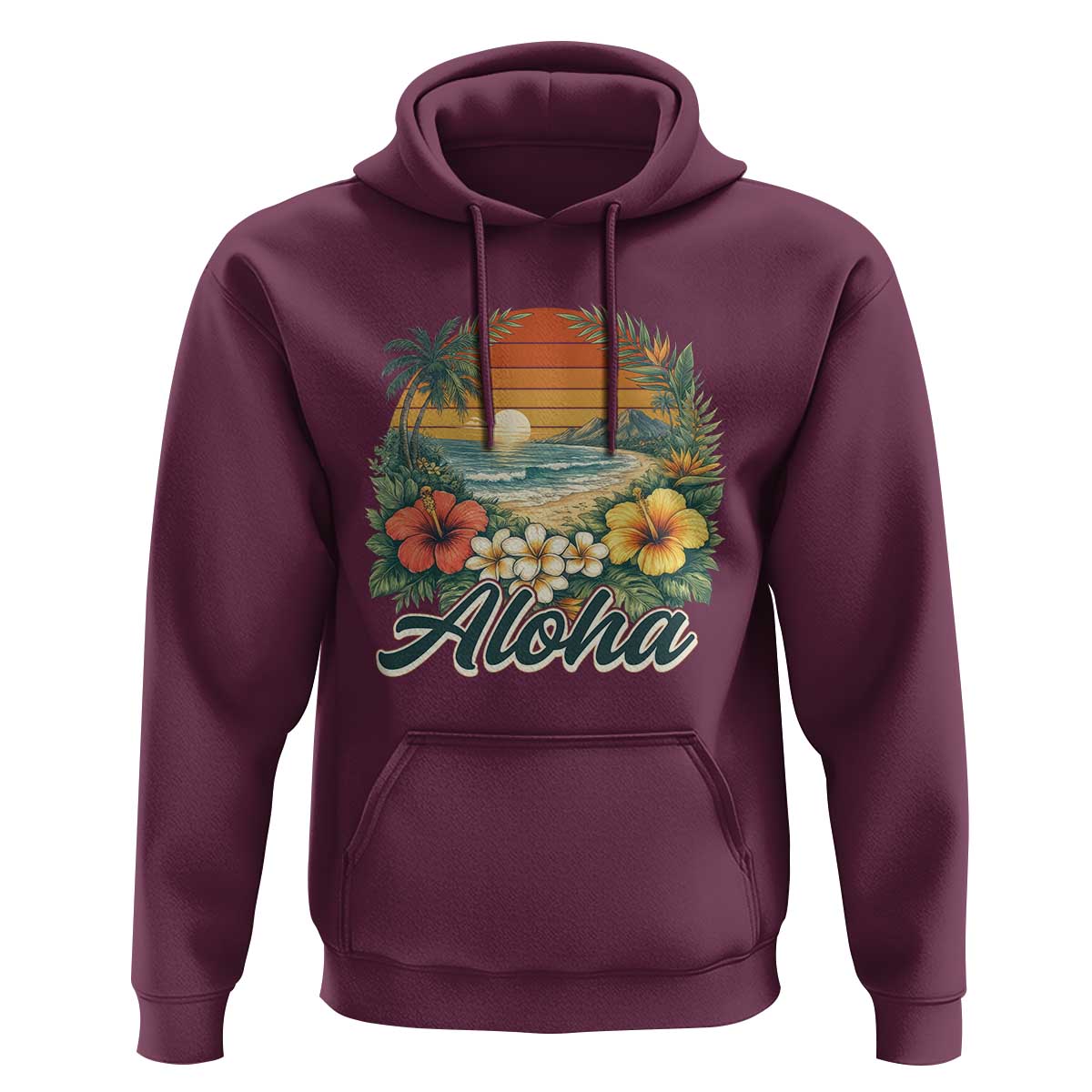 Aloha Hawaii Summer Hoodie Vintage Tropical Beach Graphic