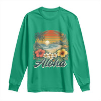 Aloha Hawaii Summer Long Sleeve Shirt Vintage Tropical Beach Graphic