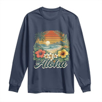 Aloha Hawaii Summer Long Sleeve Shirt Vintage Tropical Beach Graphic
