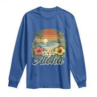 Aloha Hawaii Summer Long Sleeve Shirt Vintage Tropical Beach Graphic