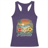 Aloha Hawaii Summer Racerback Tank Top Vintage Tropical Beach Graphic