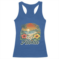 Aloha Hawaii Summer Racerback Tank Top Vintage Tropical Beach Graphic