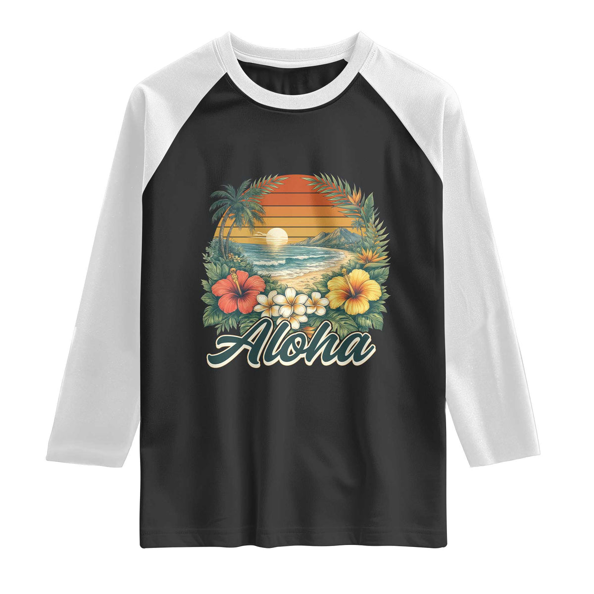 Aloha Hawaii Summer Raglan Shirt Vintage Tropical Beach Graphic