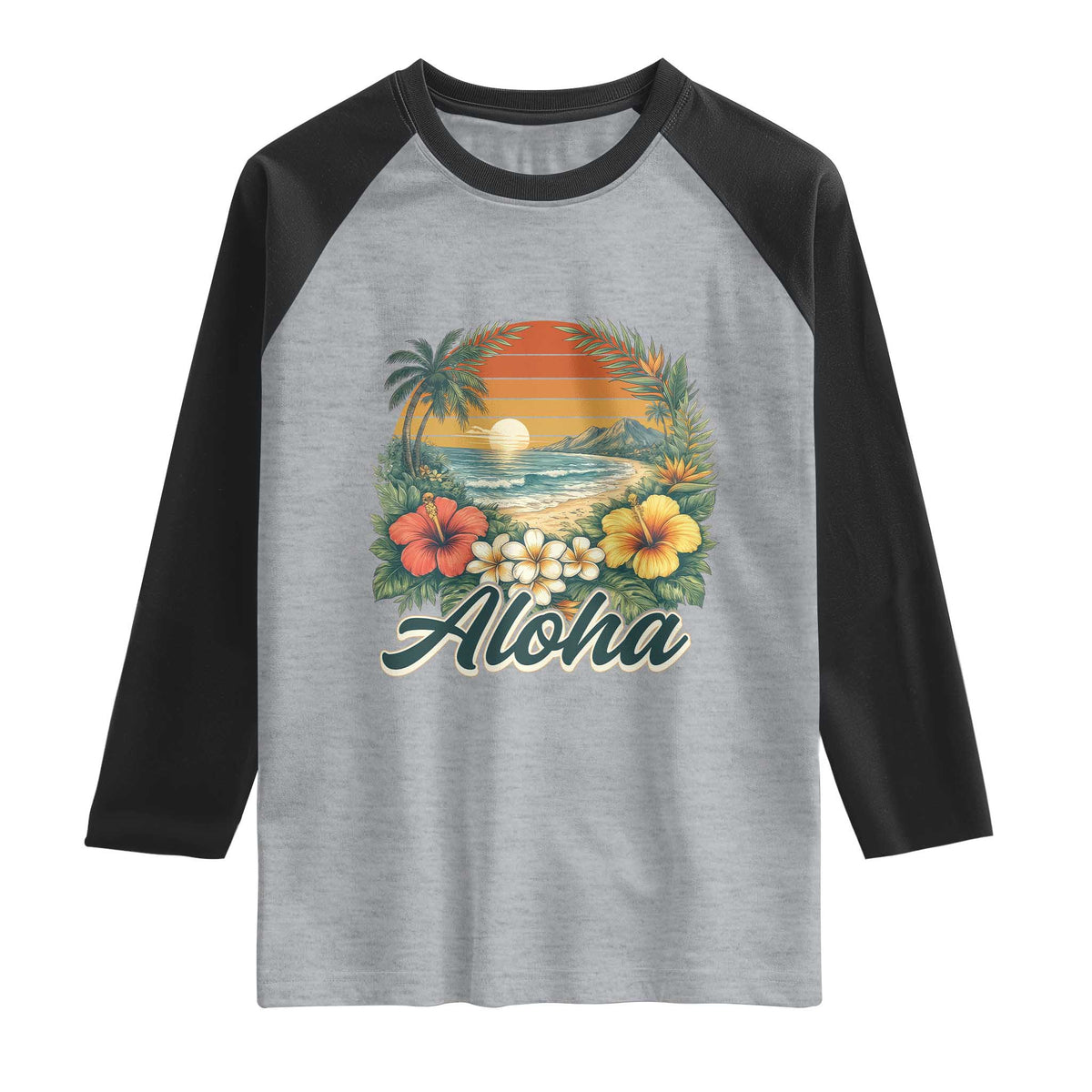 Aloha Hawaii Summer Raglan Shirt Vintage Tropical Beach Graphic