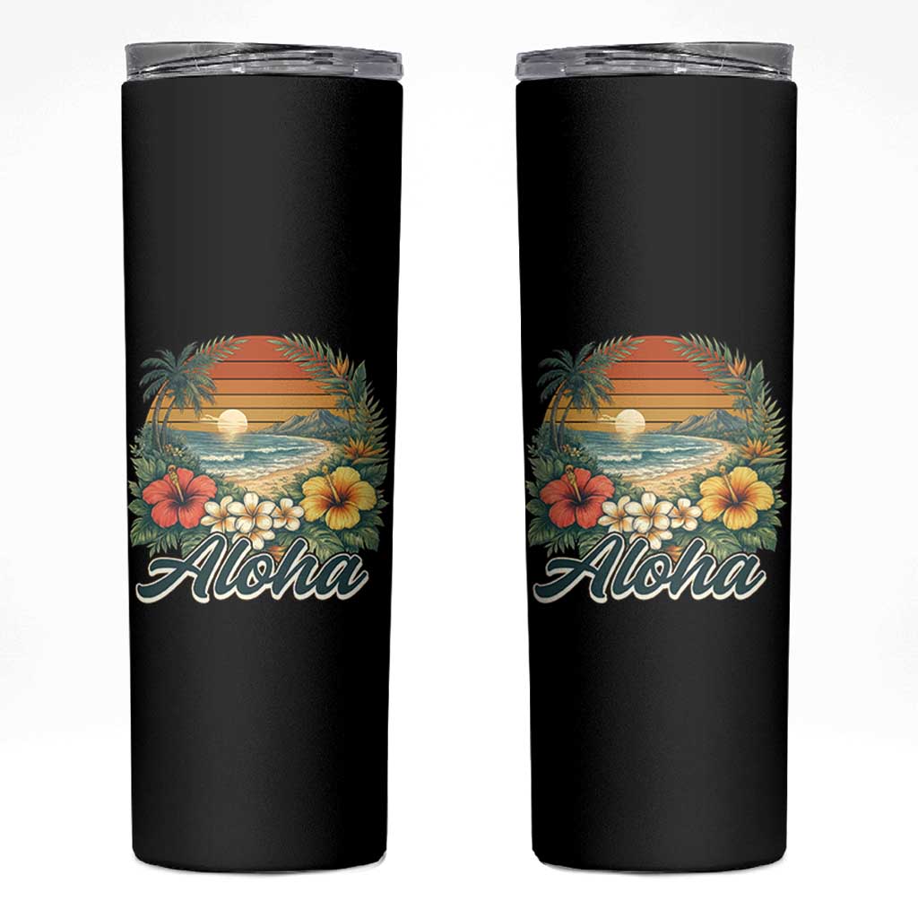 Aloha Hawaii Summer Skinny Tumbler Vintage Tropical Beach Graphic