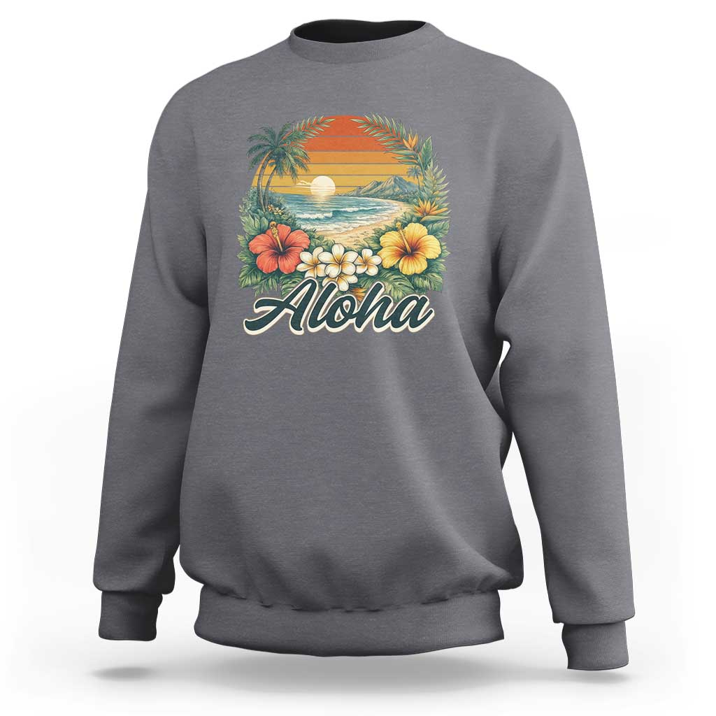 Aloha Hawaii Summer Sweatshirt Vintage Tropical Beach Graphic