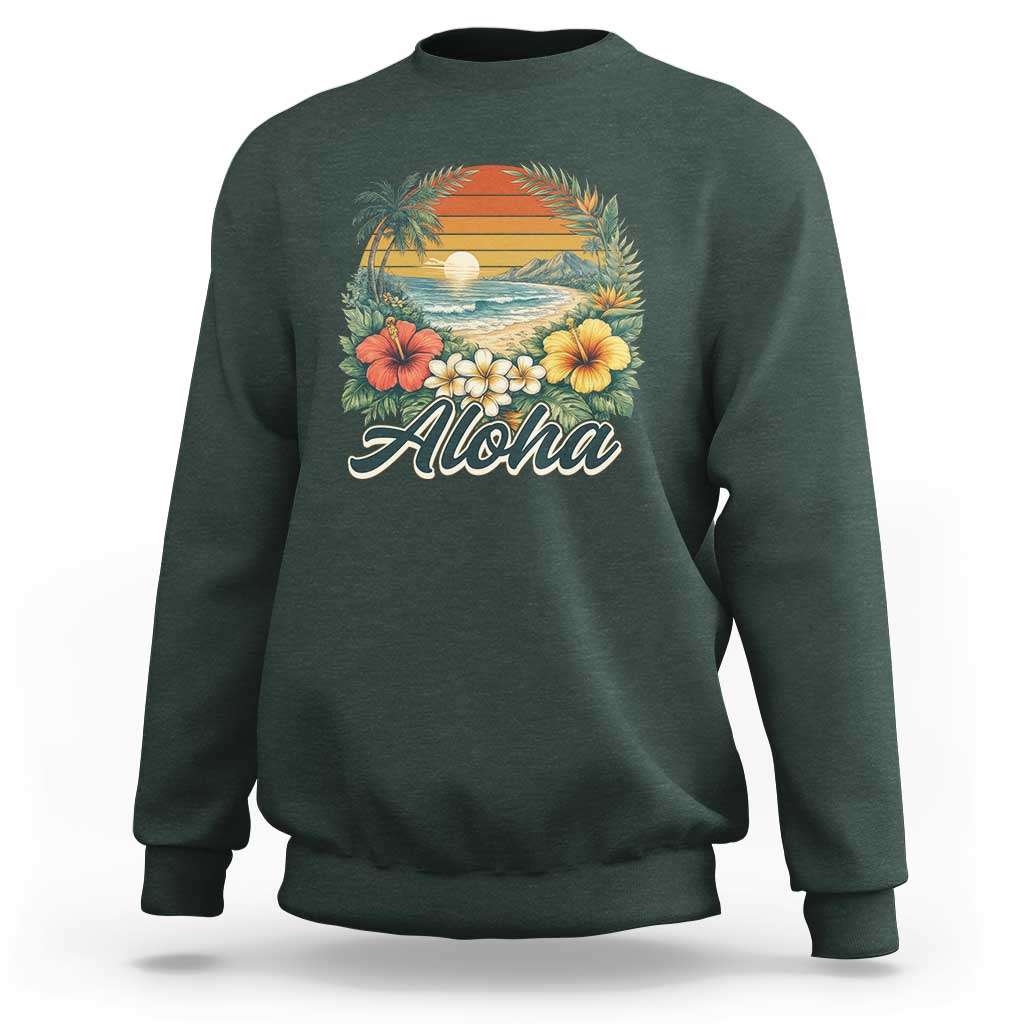 Aloha Hawaii Summer Sweatshirt Vintage Tropical Beach Graphic