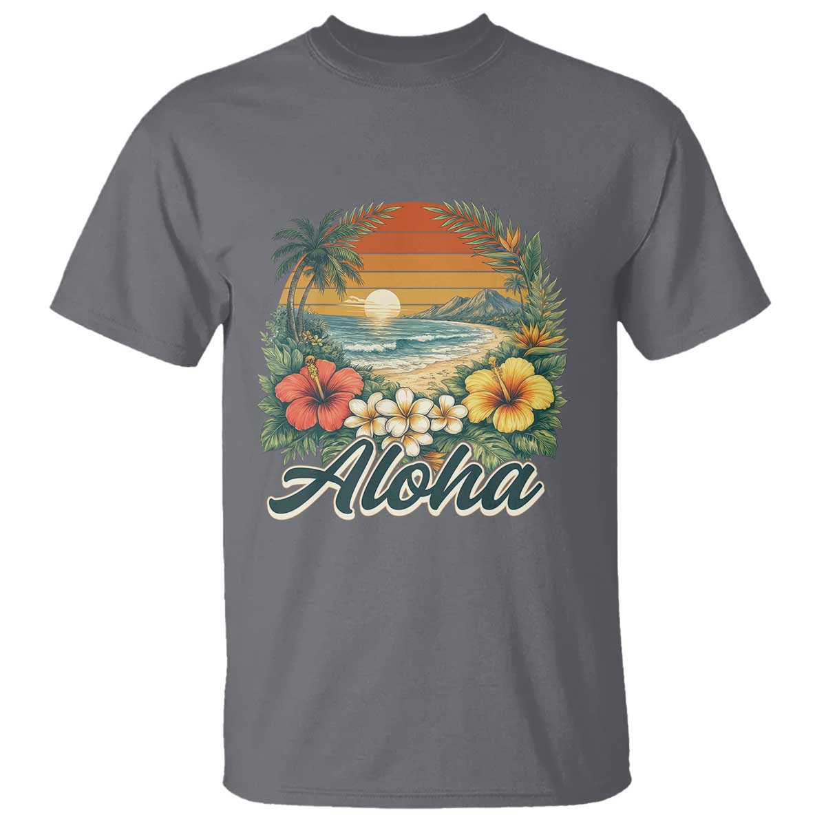 Aloha Hawaii Summer T Shirt Vintage Tropical Beach Graphic