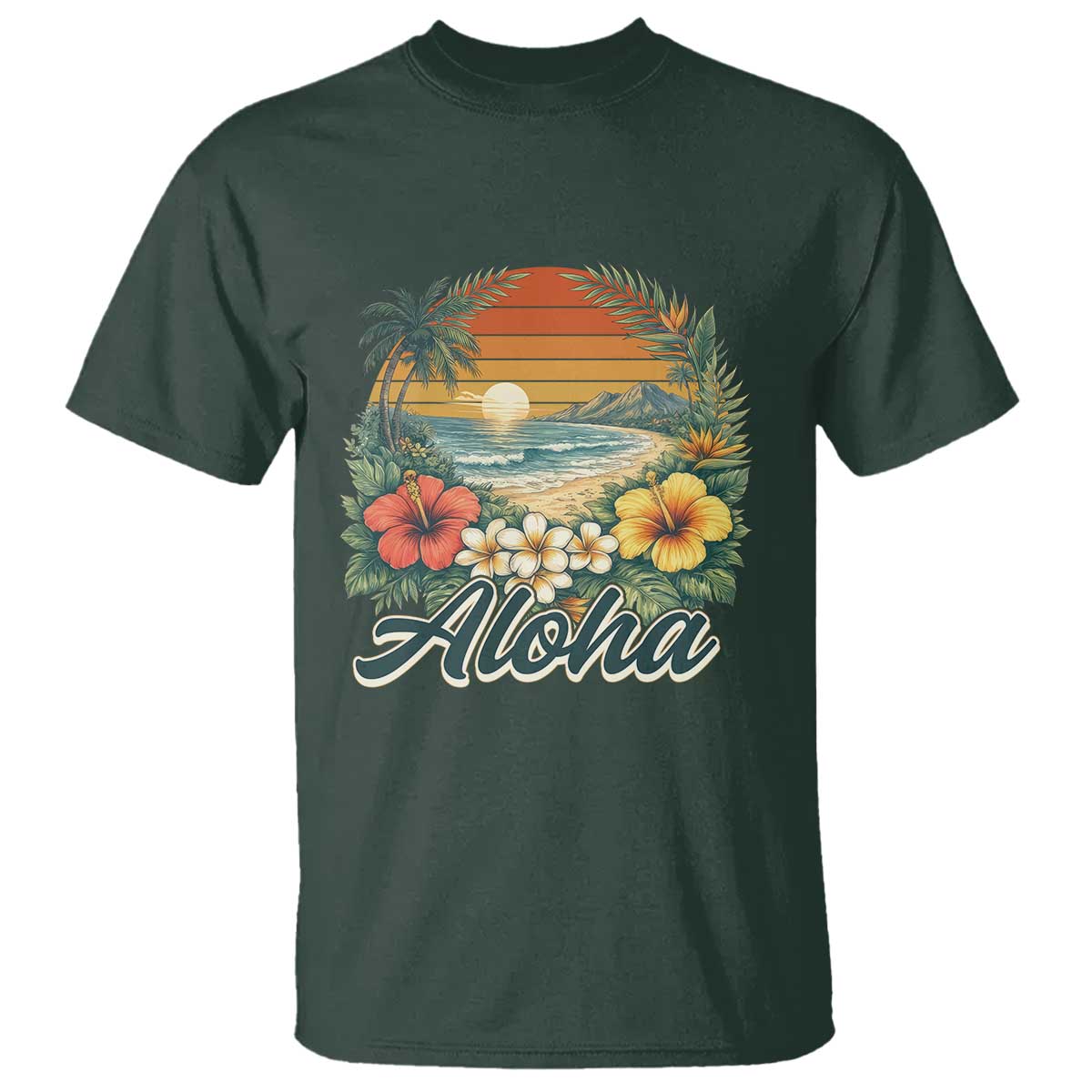Aloha Hawaii Summer T Shirt Vintage Tropical Beach Graphic