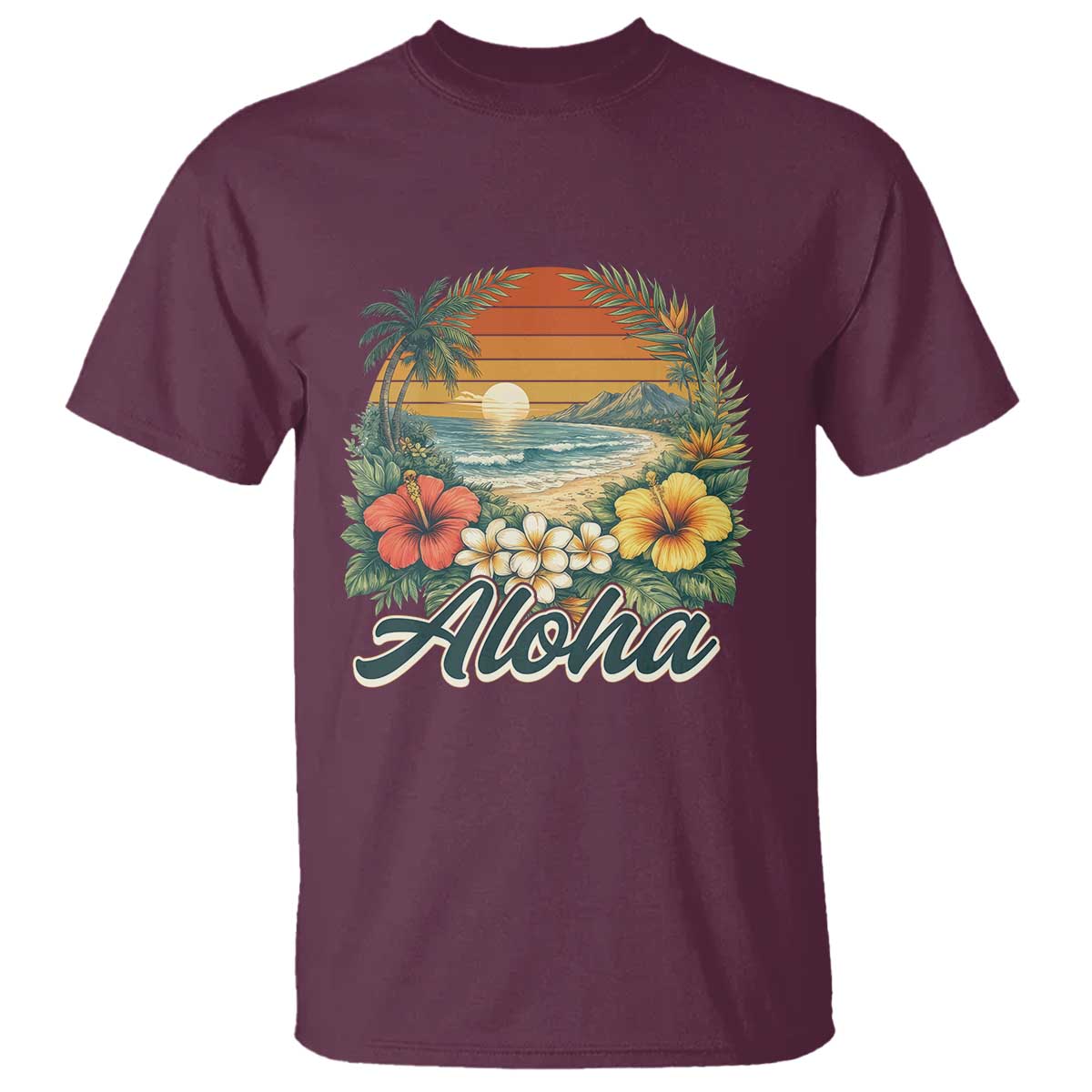 Aloha Hawaii Summer T Shirt Vintage Tropical Beach Graphic