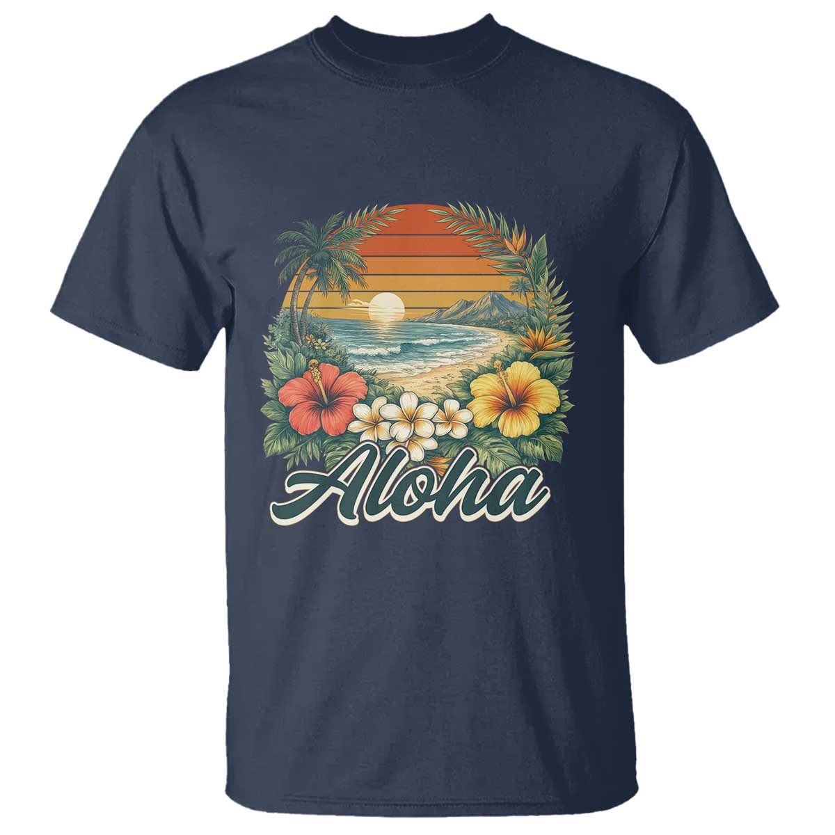 Aloha Hawaii Summer T Shirt Vintage Tropical Beach Graphic