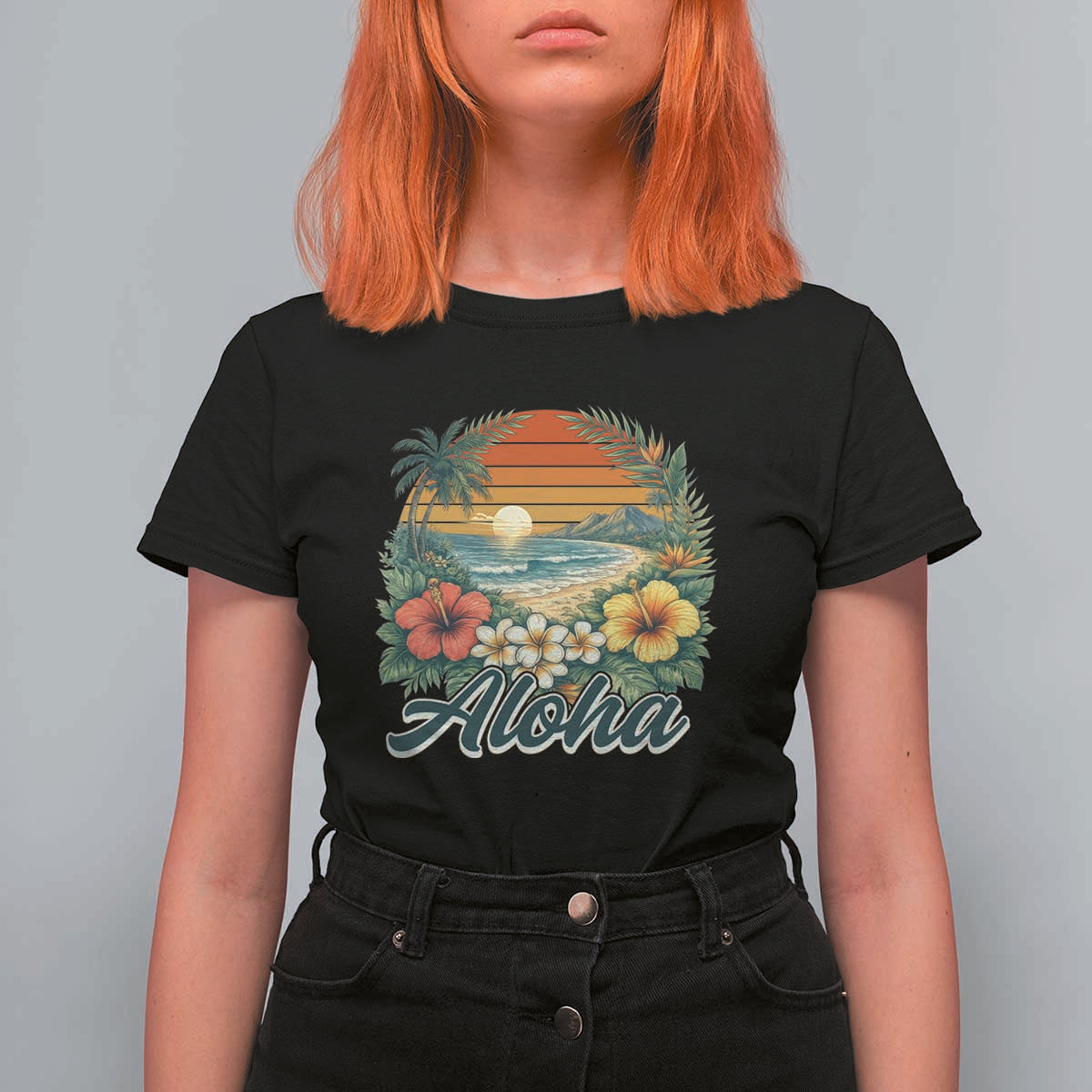 Aloha Hawaii Summer T Shirt For Women Vintage Tropical Beach Graphic