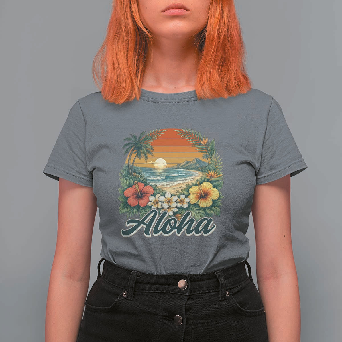 Aloha Hawaii Summer T Shirt For Women Vintage Tropical Beach Graphic