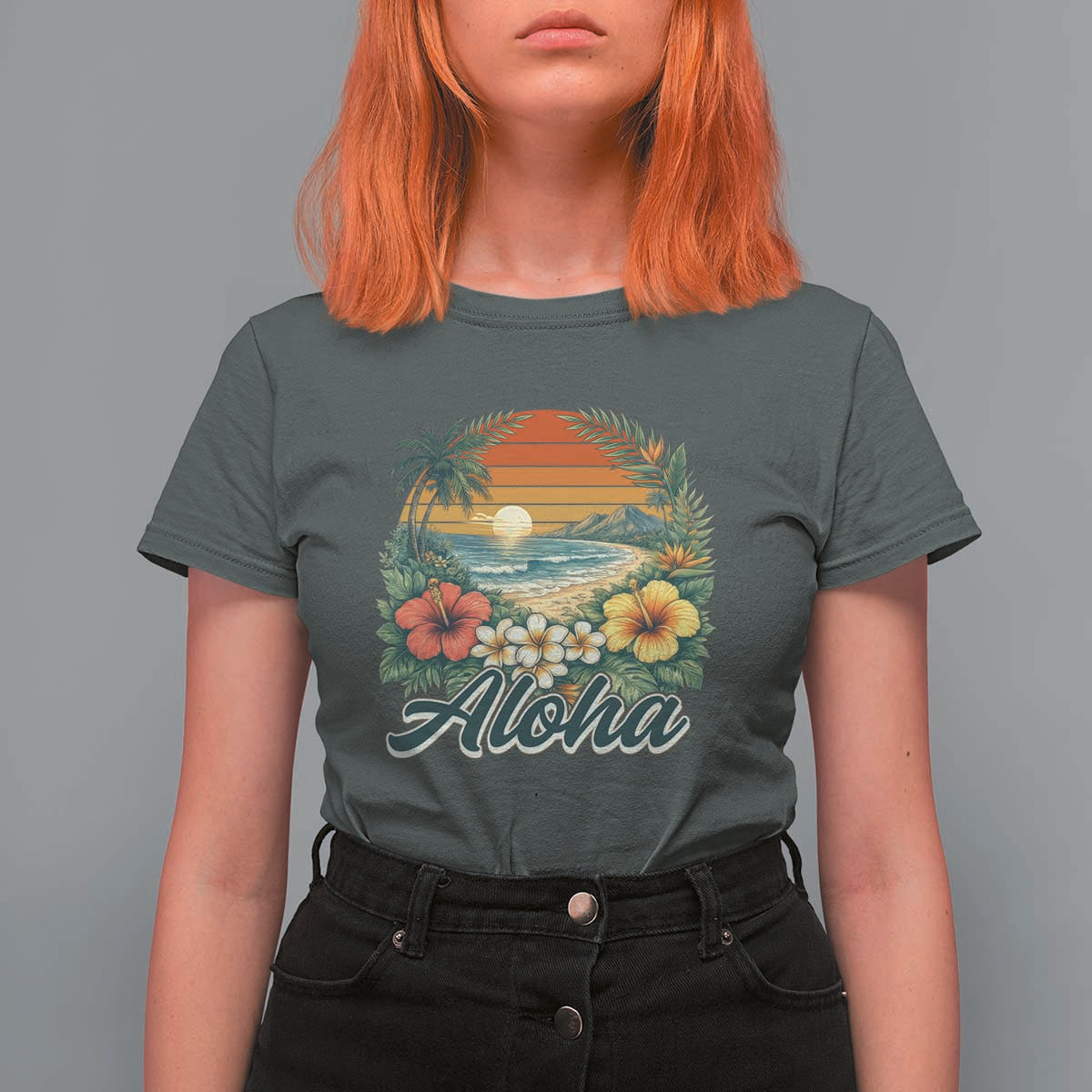 Aloha Hawaii Summer T Shirt For Women Vintage Tropical Beach Graphic
