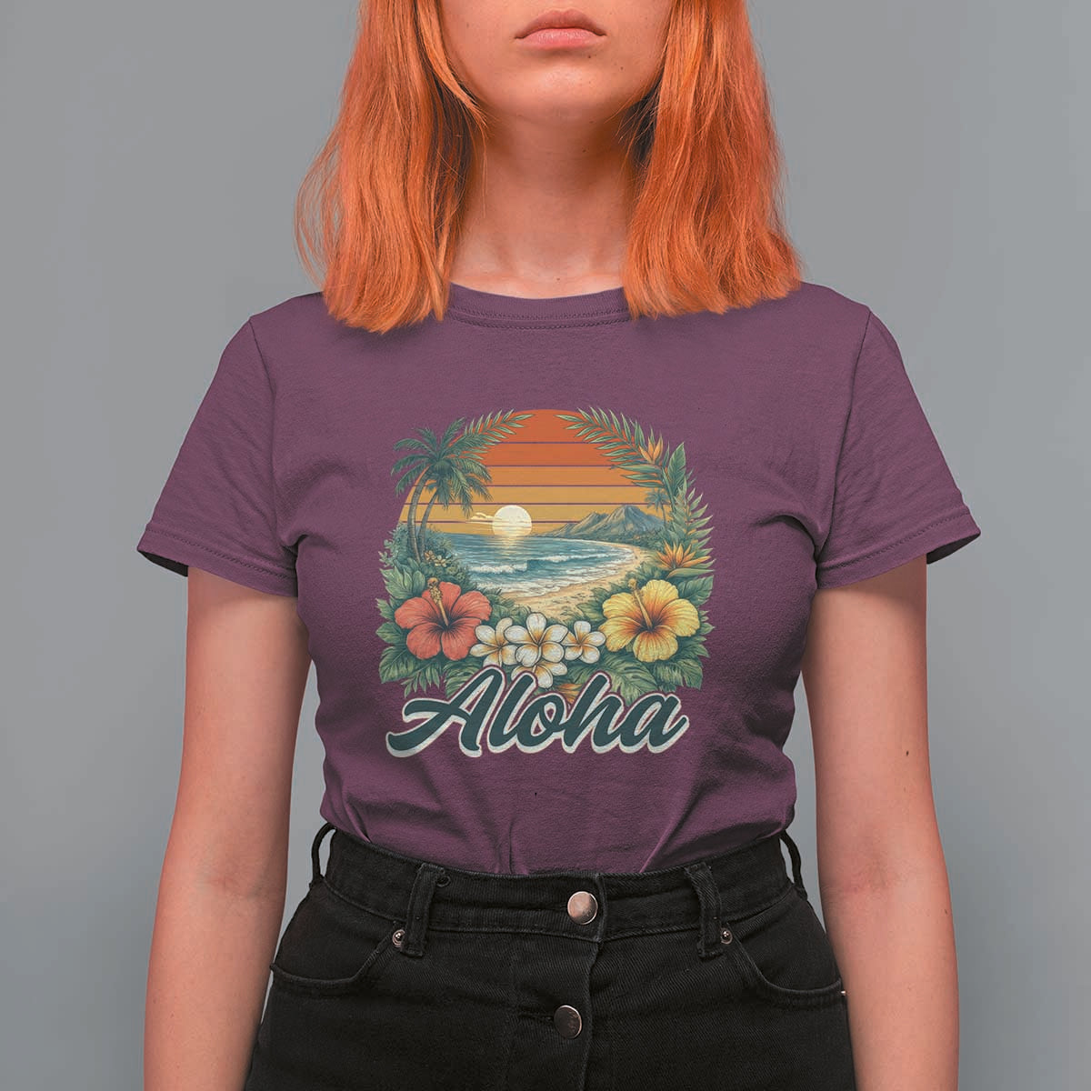 Aloha Hawaii Summer T Shirt For Women Vintage Tropical Beach Graphic