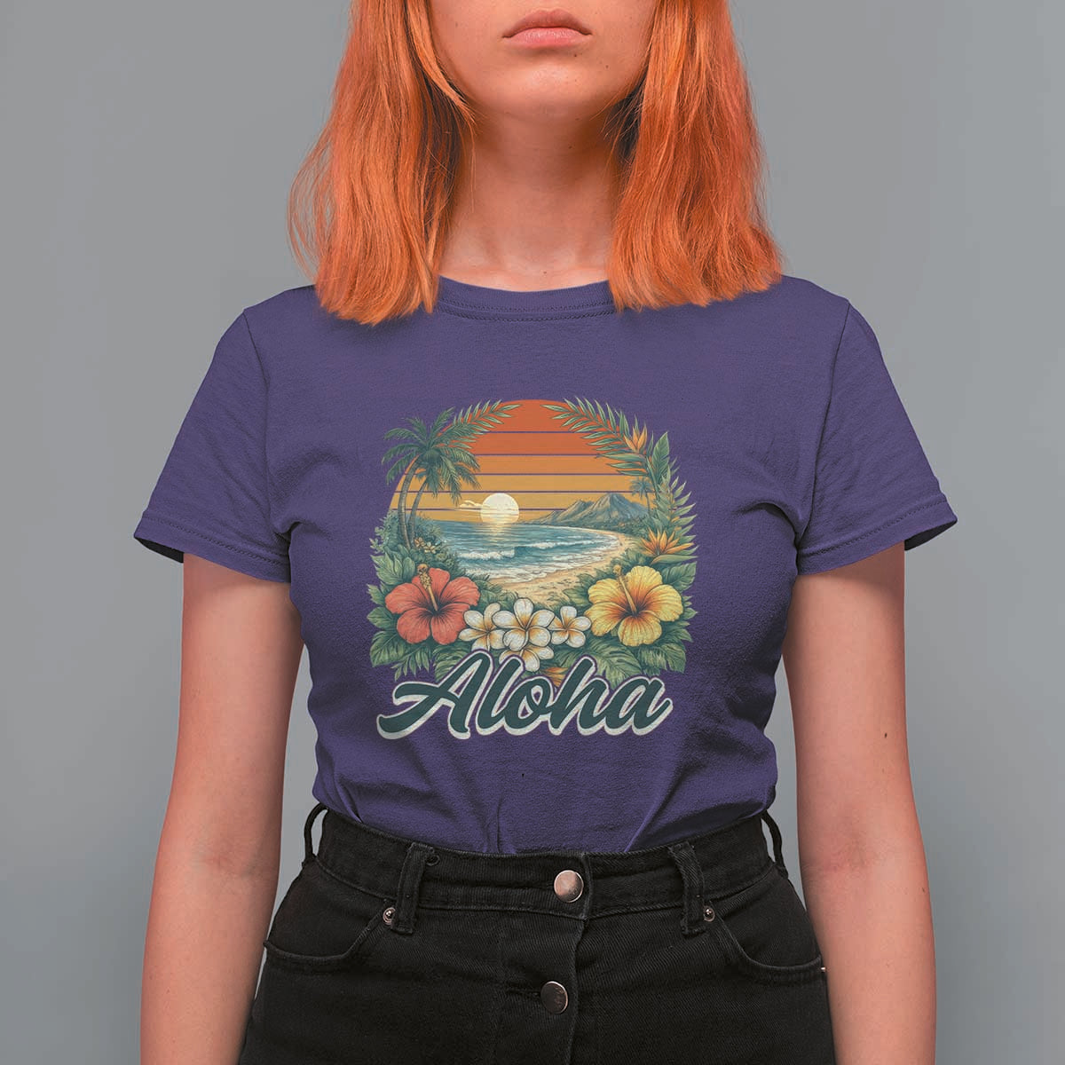 Aloha Hawaii Summer T Shirt For Women Vintage Tropical Beach Graphic