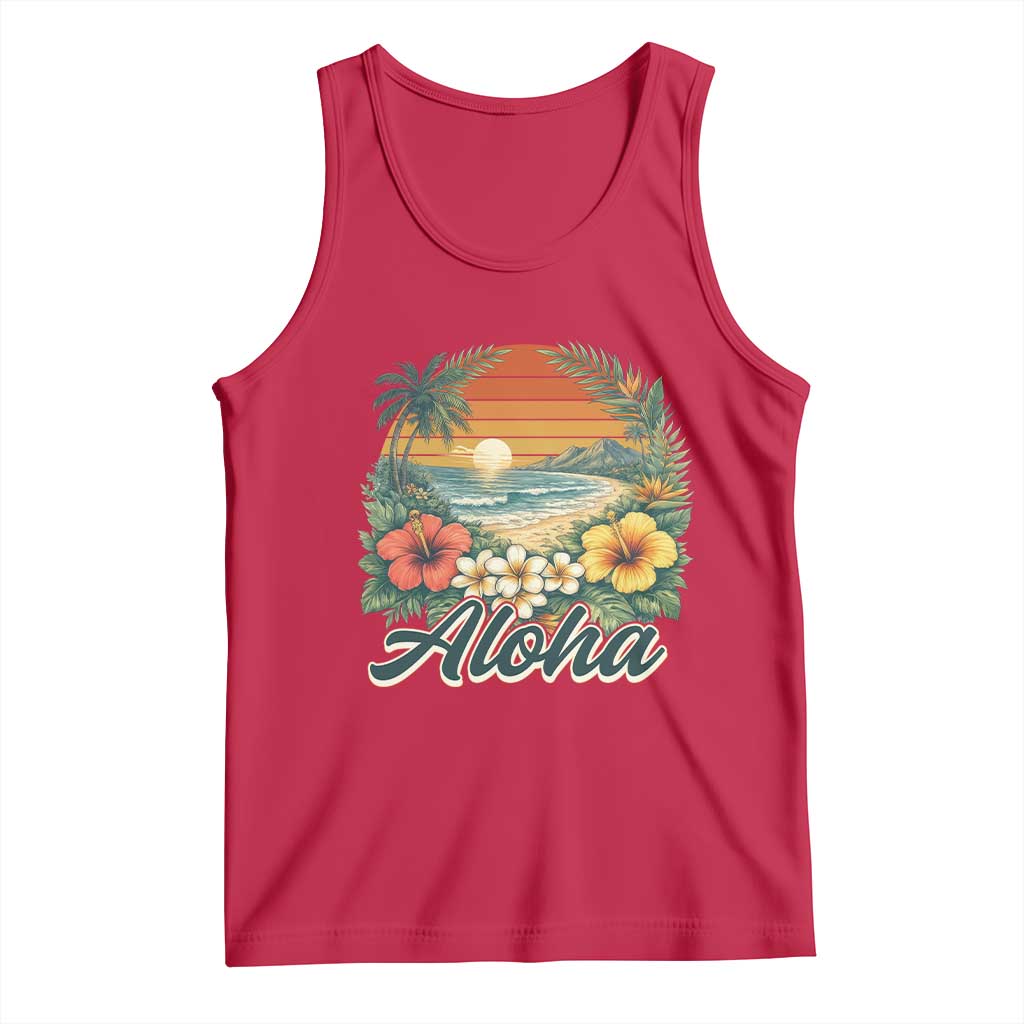 Aloha Hawaii Summer Tank Top Vintage Tropical Beach Graphic