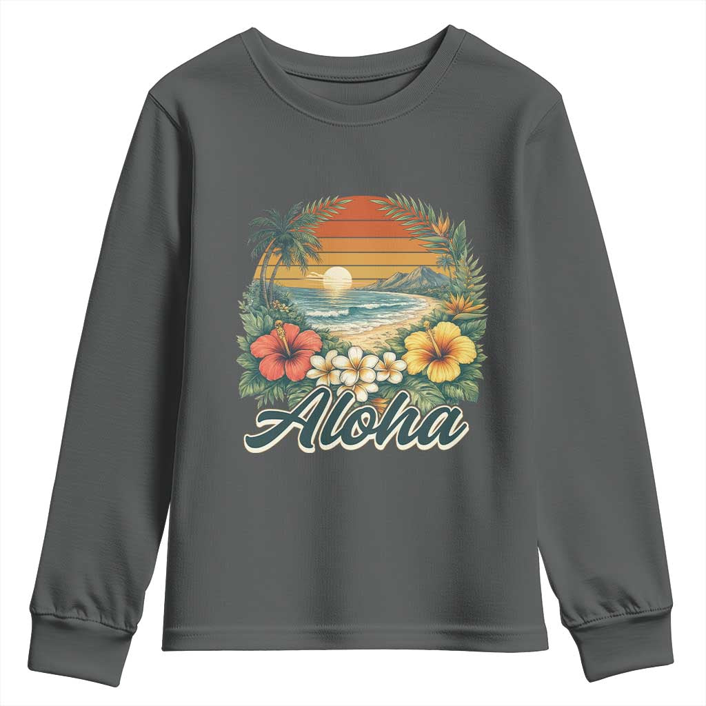 Aloha Hawaii Summer Youth Sweatshirt Vintage Tropical Beach Graphic
