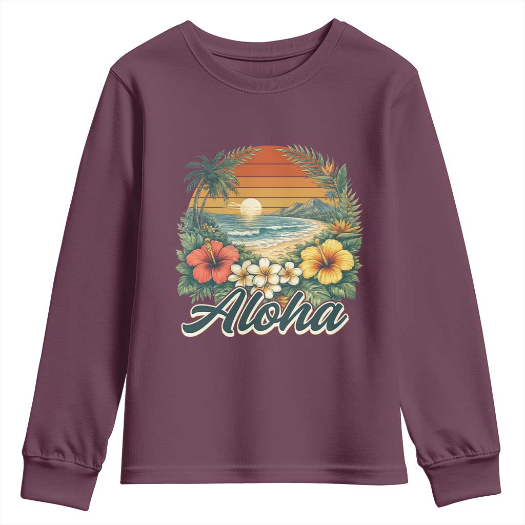 Aloha Hawaii Summer Youth Sweatshirt Vintage Tropical Beach Graphic