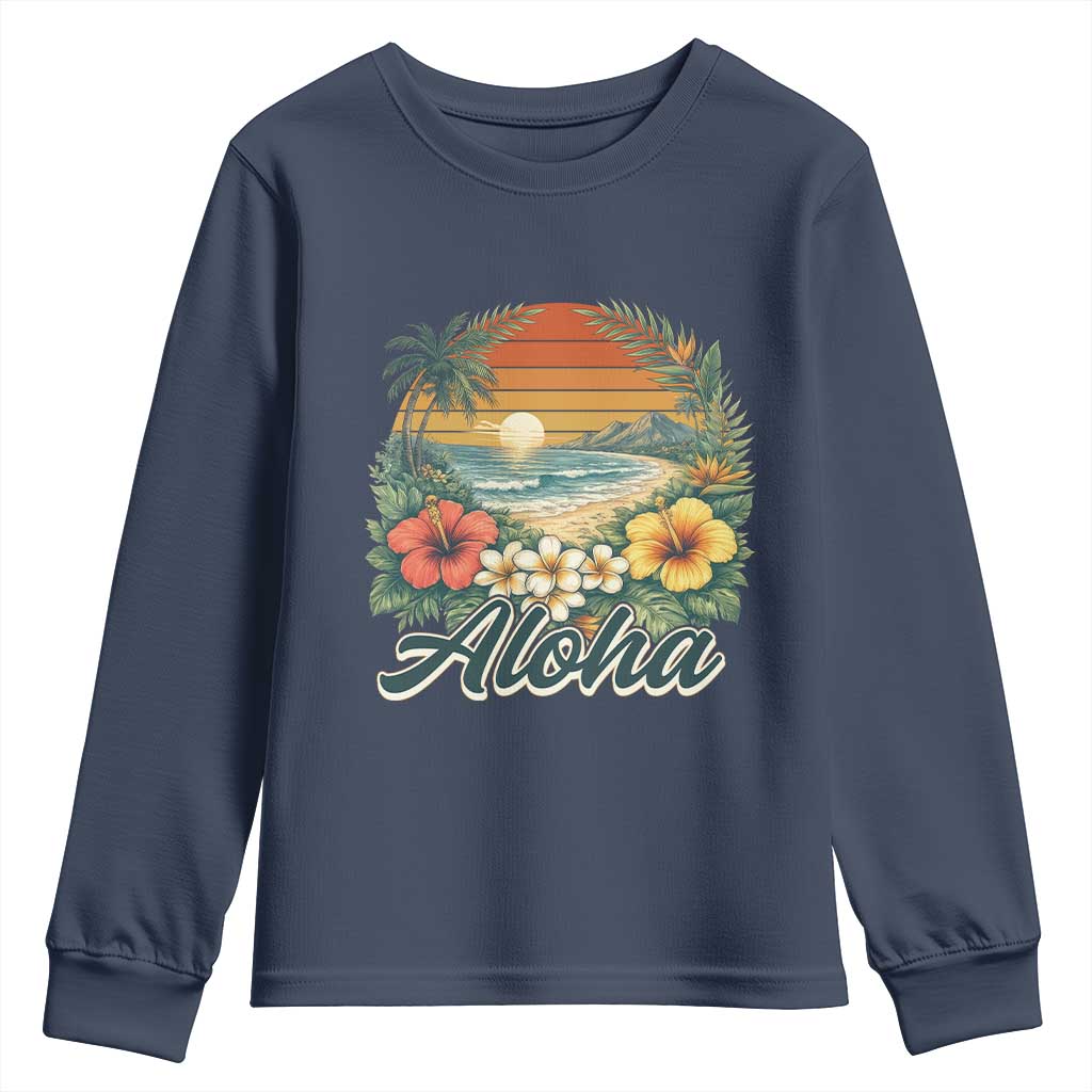 Aloha Hawaii Summer Youth Sweatshirt Vintage Tropical Beach Graphic