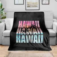Hawaii Summer Vacation Throw Blanket Vintage Tropical Beach Graphic