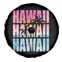 Hawaii Summer Vacation Spare Tire Cover Vintage Tropical Beach Graphic