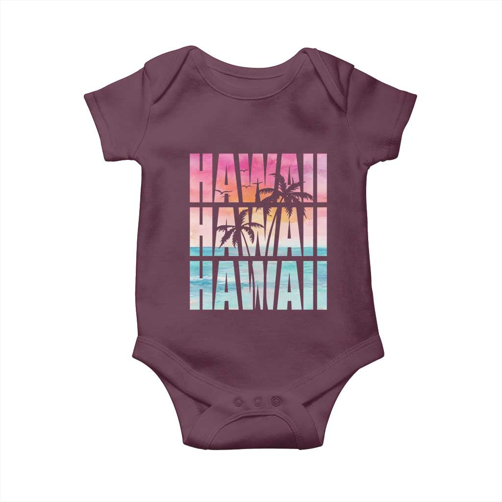 Hawaii Summer Vacation Baby Onesie Vintage Tropical Beach Graphic