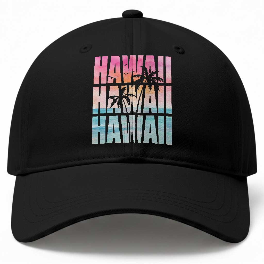 Hawaii Summer Vacation Baseball Cap Vintage Tropical Beach Graphic
