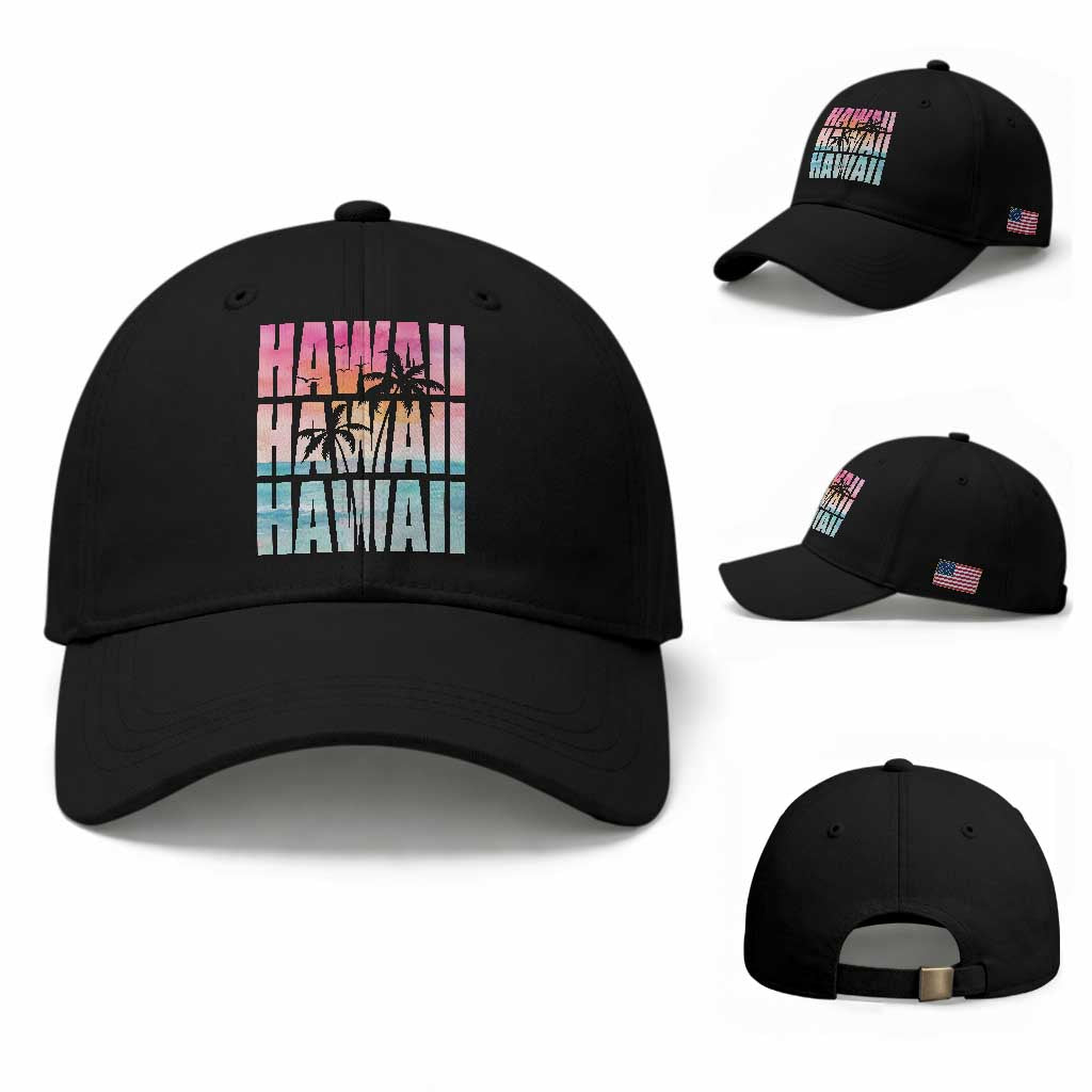 Hawaii Summer Vacation Baseball Cap Vintage Tropical Beach Graphic