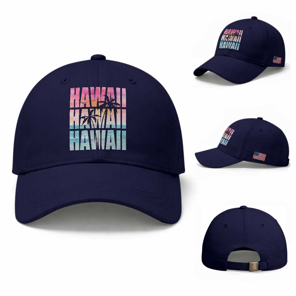 Hawaii Summer Vacation Baseball Cap Vintage Tropical Beach Graphic