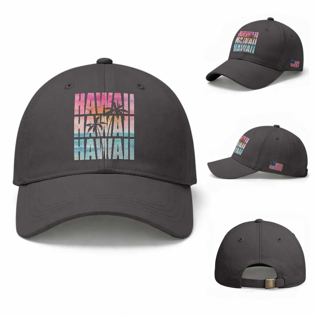 Hawaii Summer Vacation Baseball Cap Vintage Tropical Beach Graphic