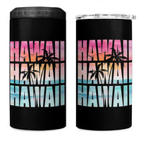 Hawaii Summer Vacation 4 in 1 Can Cooler Tumbler Vintage Tropical Beach Graphic