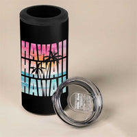 Hawaii Summer Vacation 4 in 1 Can Cooler Tumbler Vintage Tropical Beach Graphic